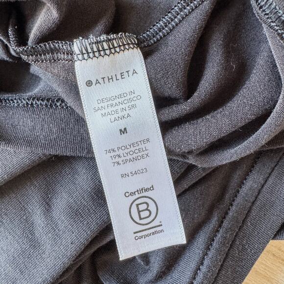 Athleta Essence Pleated Ruched Short Sleeve Relaxed Fit Black Tee-Women’s Medium - Picture 7 of 8